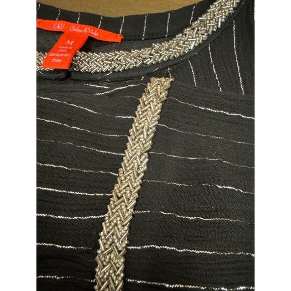 Chelsea & Violet Black & Metallic Swing Dress Medium - Picture 9 of 10